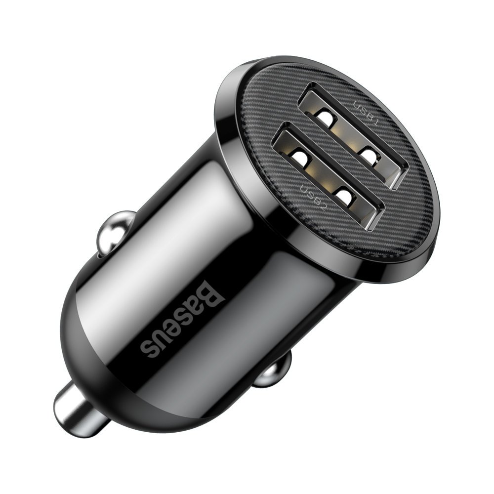 Автомобильное зарядное устройство Baseus Grain Pro 2USB, 4.8A Black (CCALLP-01) - Фото 1