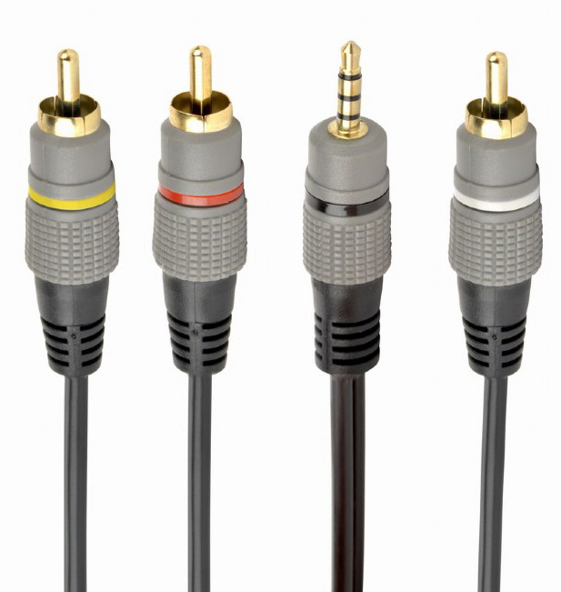 Кабель 3.5 мм - RCA Cablexpert 3.5 Jack (4pin)-3RCA 1.5m (CCAP-4P3R-1.5M) - Фото 1