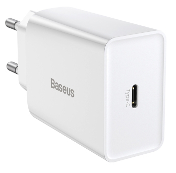Сетевое зарядное устройство Baseus 20W QC 1С (CCFS-SN02) White - Фото 1