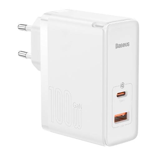 Сетевое зарядное устройство Baseus GaN5 Pro 100W Type-C + USB + Кабель Type-C - Type-C White (CCGP090202) - Фото 1