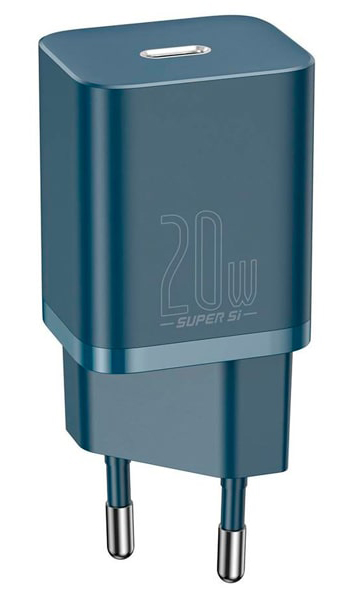 Сетевое зарядное устройство Baseus Super Si Quick Charger 1C 20W EU Blue (CCSUP-B03) - Фото 1
