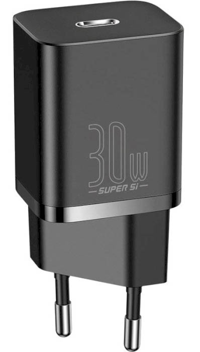 Мережевий зарядний пристрій Baseus 30W Super-Si EU (CCSUP-J01) Black - Фото 1