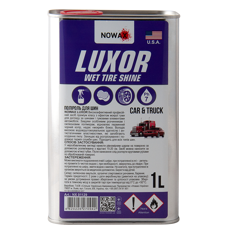 Поліроль для авто NOWAX для шин LUXOR WET TIRE SHINE 1 л (NX01129) - Фото 1