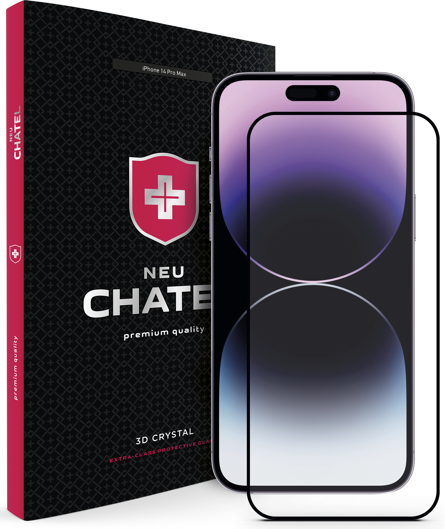 Защитное стекло для смартфона NEU Chatel Corning Gorilla Glass with Mesh for iPhone 14 Pro Max Front Black (+NEU3D14PMB) - Фото 1