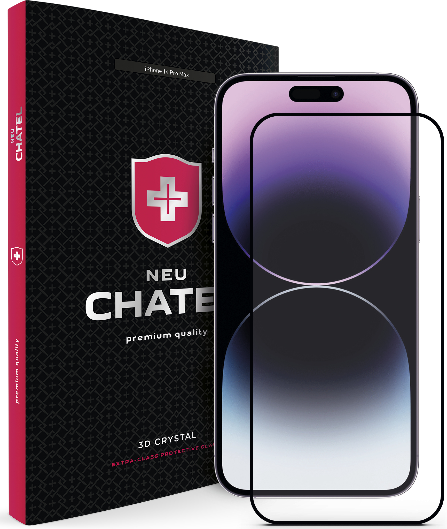 Защитное стекло для смартфона NEU Chatel 2.5D Silk Narrow Border Anti-Peep Privacy Glass with Mesh for iPhone 14 Pro Max Front Black (+NEU3D14PMBPRIV) - Фото 1