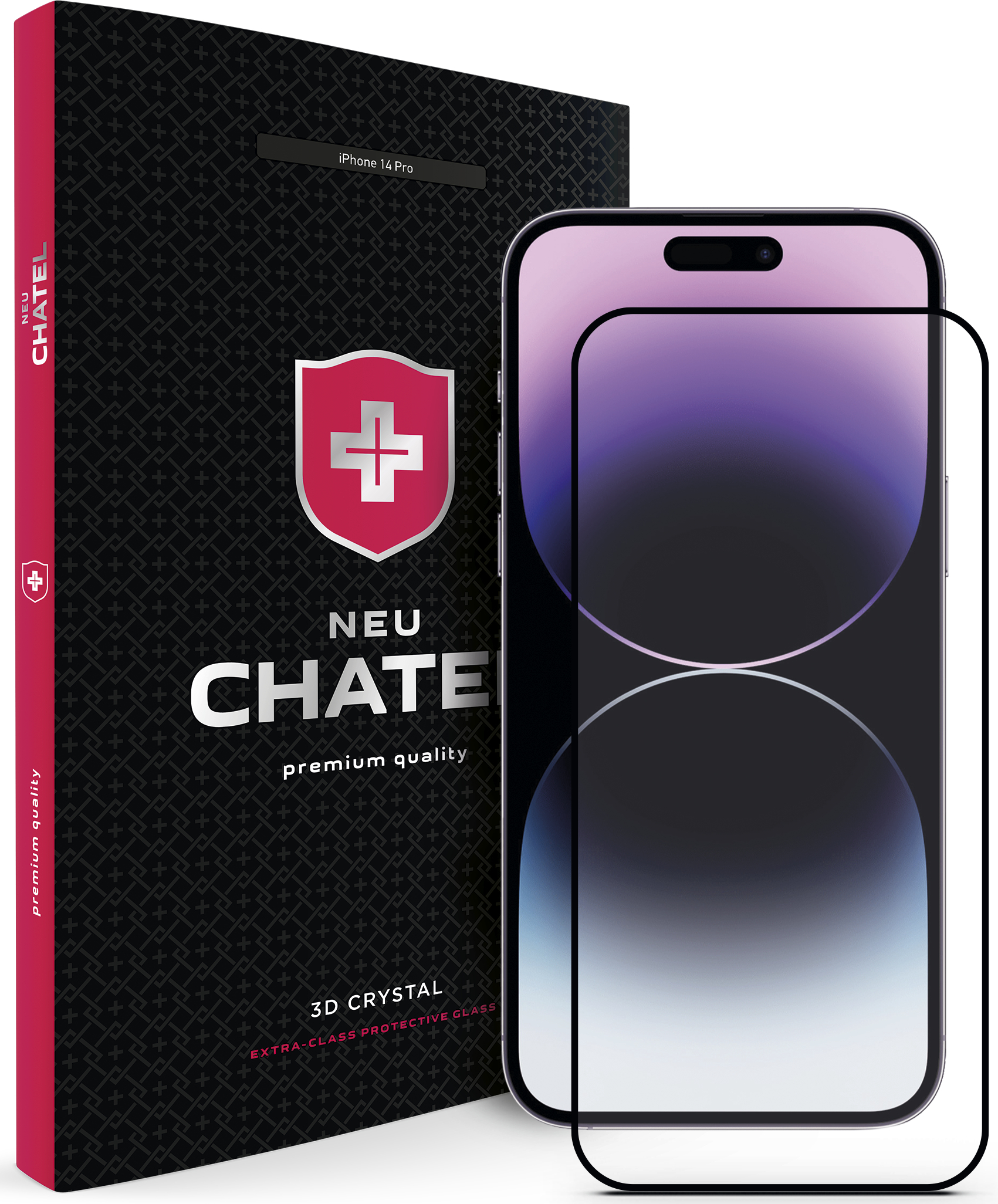 Защитное стекло для смартфона NEU Chatel 2.5D Silk Narrow Border Anti-Peep Privacy Glass with Mesh for iPhone 14 Pro Front Black (+NEU3D14PLBPRIV) - Фото 1