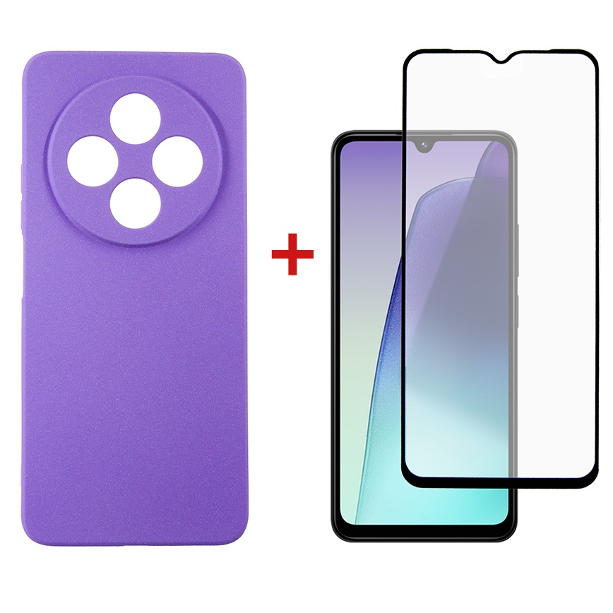 Чехол для смартфона DENGOS Carbon for Xiaomi Redmi 14C Purple (DG-KM-121) + защитное стекло - Фото 1