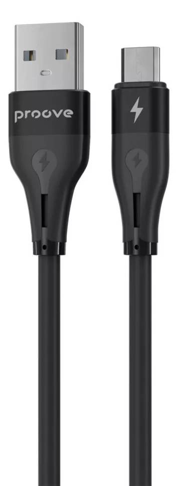 Кабель синхронизации данных Proove Soft Silicone Micro USB 2.4A 1m Black (492050001) - Фото 1