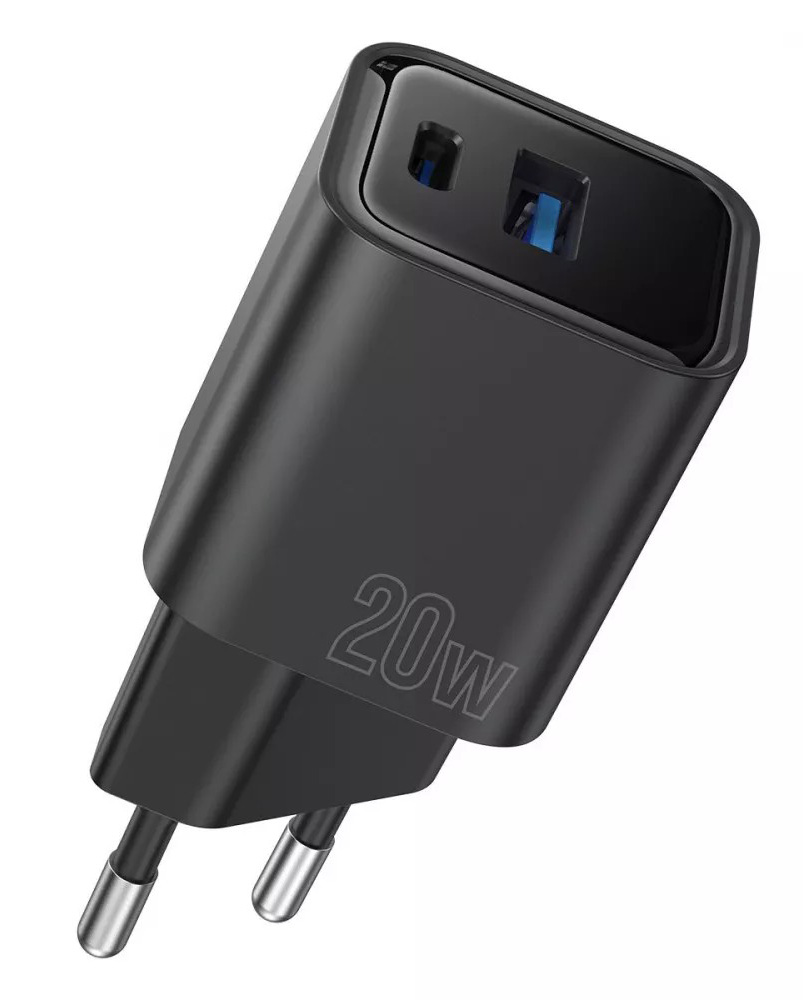 Сетевое зарядное устройство Proove Silicone Power Plus 20W (Type-C + USB) Black - Фото 1