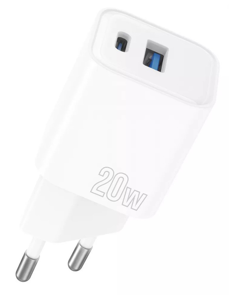 Сетевое зарядное устройство Proove Silicone Power Plus 20W (Type-C + USB) White - Фото 1