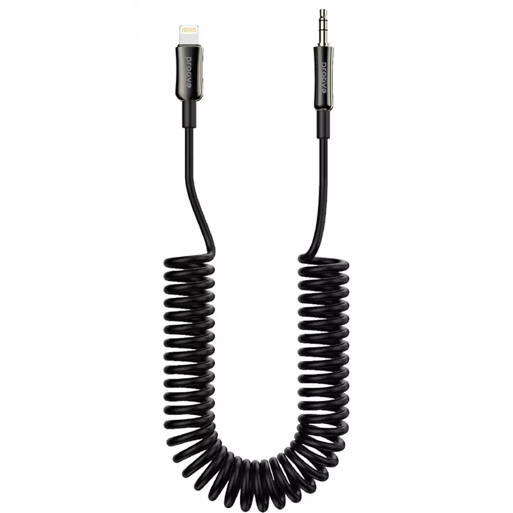 Кабель синхронизации данных Proove Steel Spring Lightning to 3.5 1m Black (ACSS00005101) - Фото 1