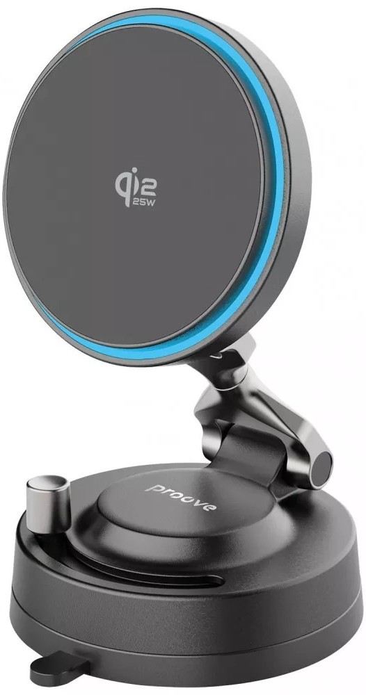 Автотримач з бездротовою зарядкою Proove JetLock Qi2.2 25W black (WHJL25010001) - Фото 1