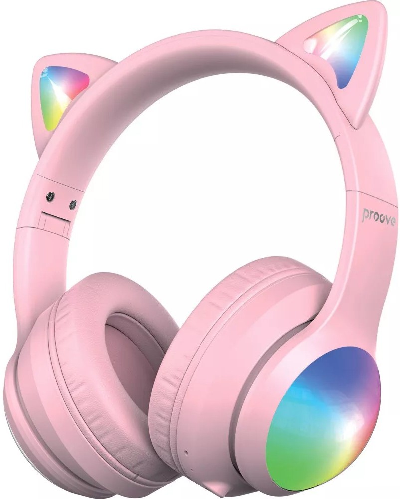 Навушники накладні бездротові Proove Kids LumiCat (APP) pink (HPLC0001AP27)