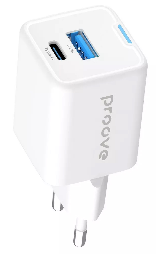Сетевое зарядное устройство Proove Pocket GaN 25W Type-C + USB white (WCPG25111202) - Фото 1