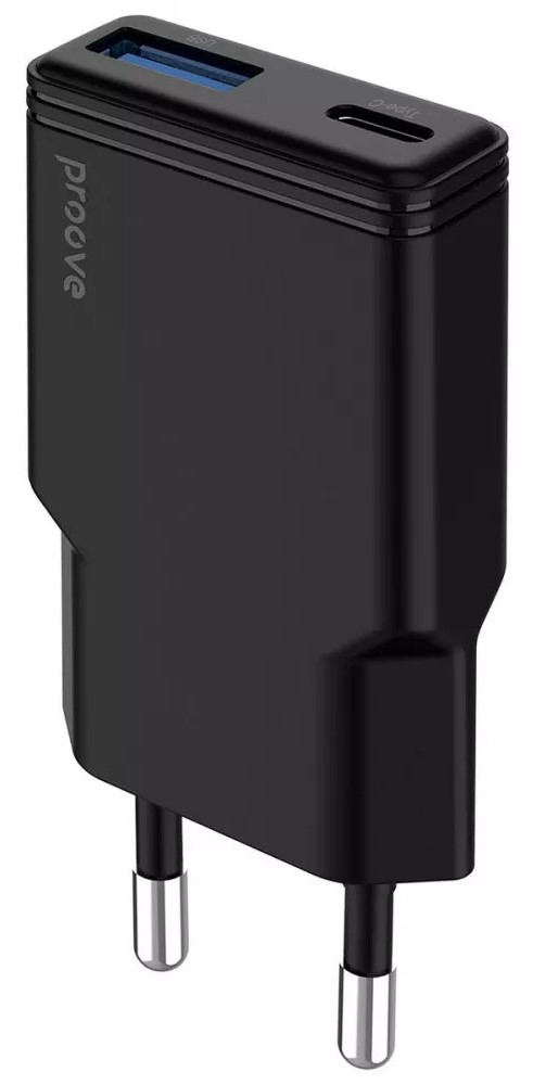 Сетевое зарядное устройство Proove Slender 30W (Type-C + USB) Black (WCSL30110001) - Фото 1