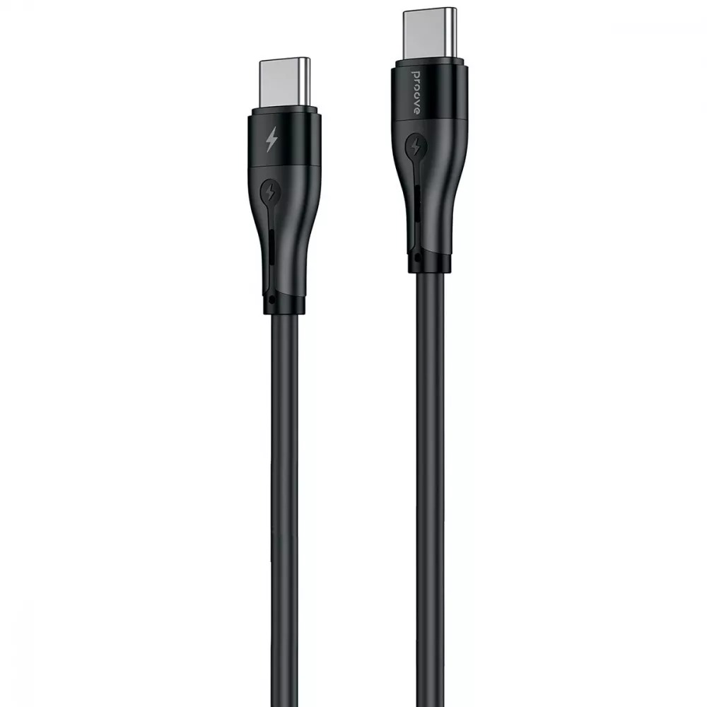 Кабель синхронізації даних Proove Soft Silicone Type-C to Type-C 60W (2m) black (CCSO60002221) - Фото 1