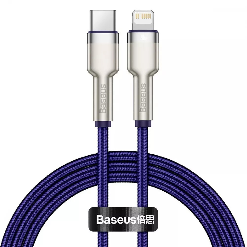 Кабель Baseus Cafule Metal Type-C to Lightning PD 20W 1m purple (CATLJK-A05) - Фото 1
