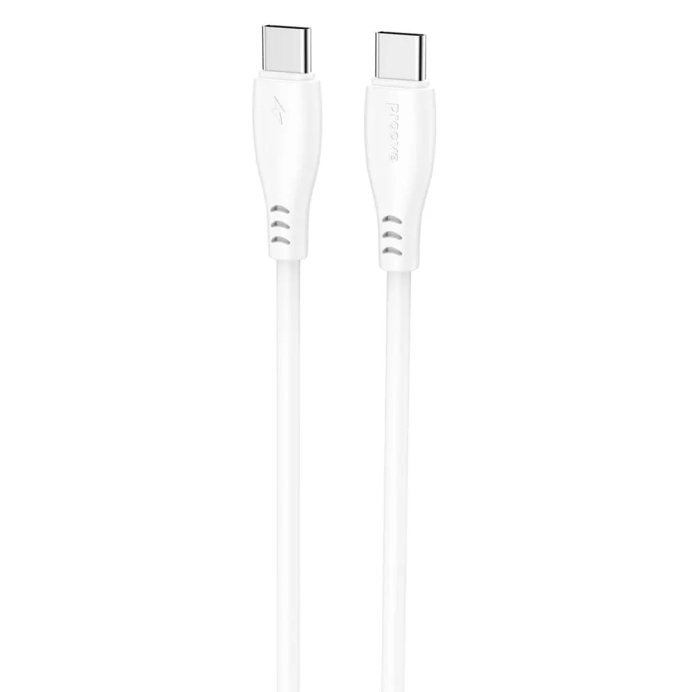 Кабель синхронизации данных Proove Simple Silicone Type-C to Type-C 60W 1m White (CCSI60002202) - Фото 1