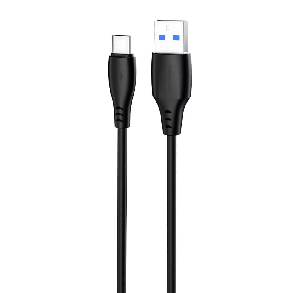 Кабель синхронізації даних Proove Simple Silicone USB to Type-C 3A 1m Black (CCSS15001201) - Фото 1