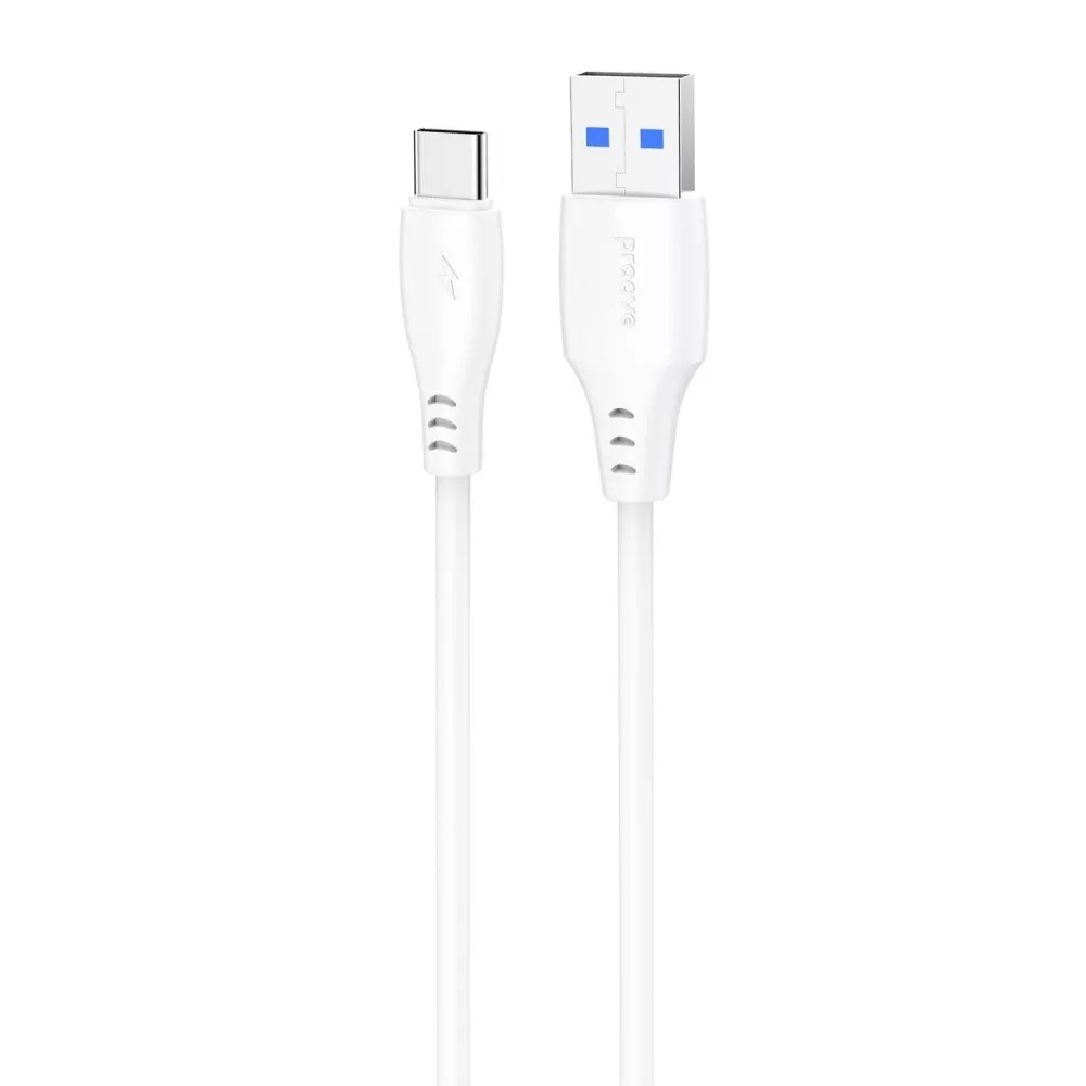 Кабель синхронізації даних Proove Simple Silicone USB to Type-C 3A 1m White (CCSS15001202) - Фото 1