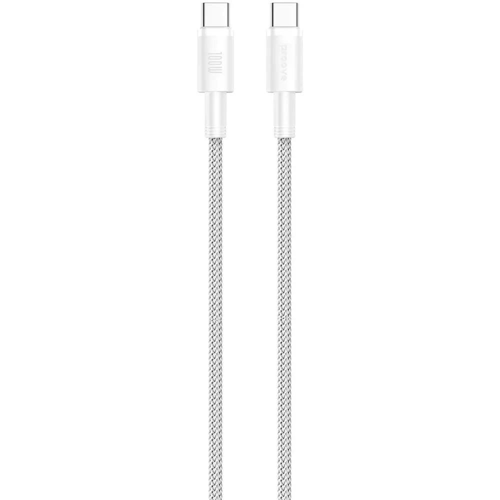 Кабель синхронізації даних Proove Nylo Type-C to Type-C 100W 1.5m White (CCPN11002202) - Фото 1