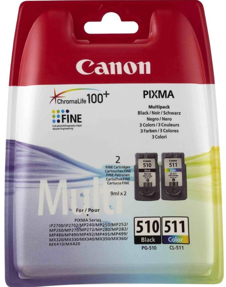 Картридж для струйных МФУ и принтеров Canon No.510: PG-510Bk/CL-511 Multi Pack (2970B017) - Фото 1