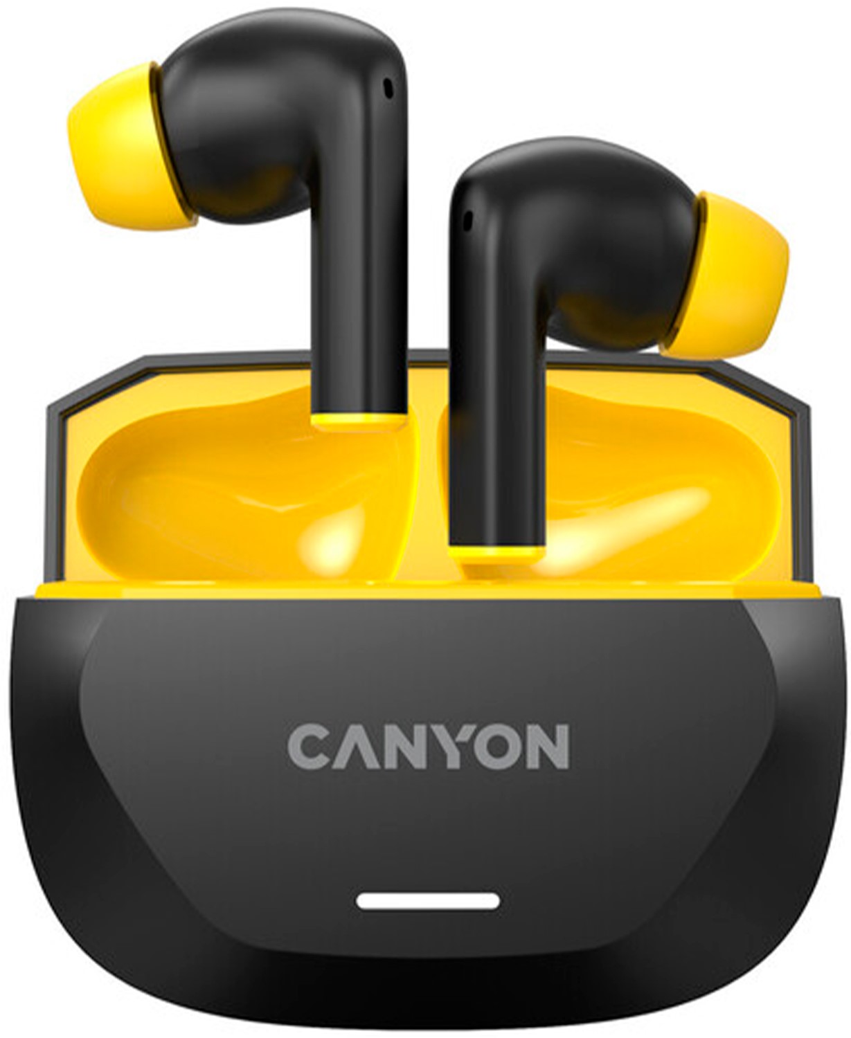 Наушники вкладыши беспроводные TWS Canyon Hexagon 7 TWS ANC+ENC Wireless Charge Black Yellow (CNS-TWS7BY) - Фото 1