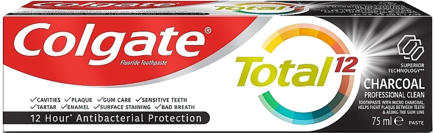 Зубная паста Colgate Total 12 Древесный угол 75 мл - Фото 1