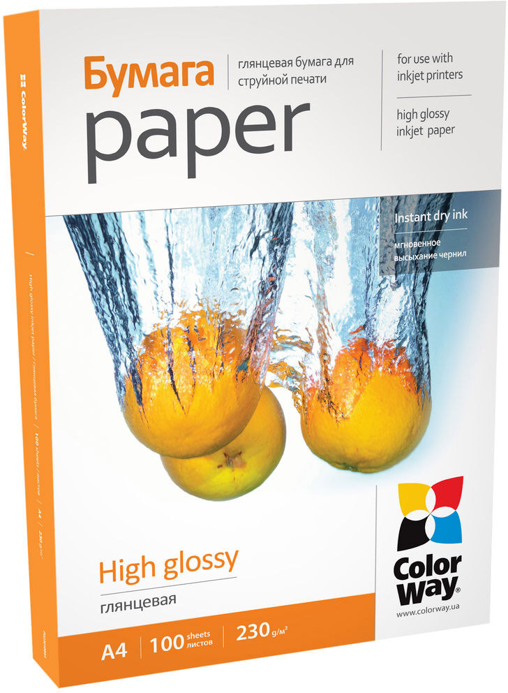 Фотобумага А4 Colorway 230г/м A4 PG230-100 Глянцевая (PG230100A4) - Фото 1
