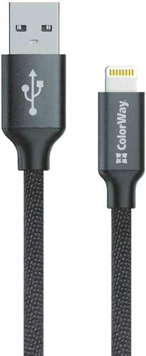 Кабель синхронизации данных Colorway USB-Lihgtning 2m Black (CW-CBUL007-BK) - Фото 1