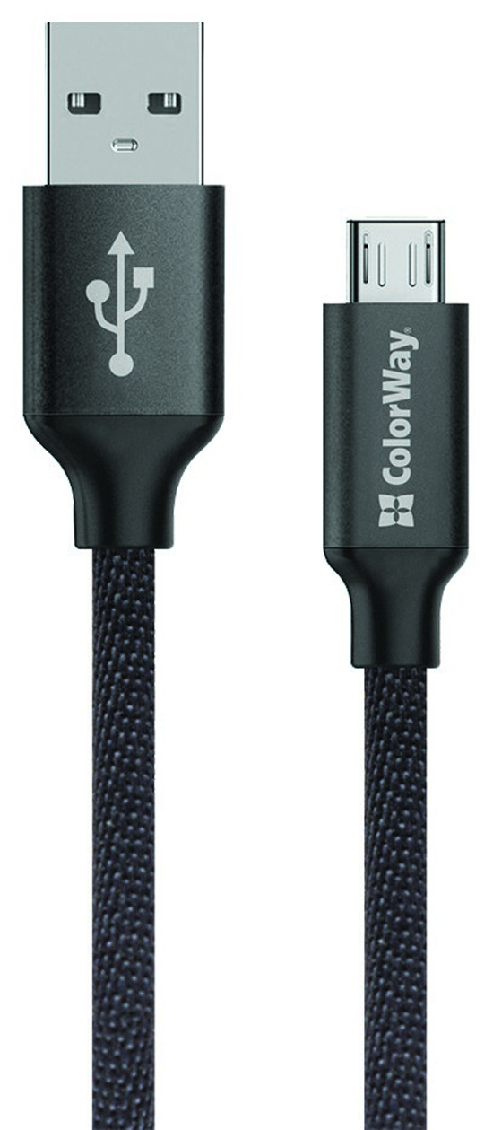 Кабель синхронизации данных Colorway USB-MicroUSB 1m Black (CW-CBUM002-BK) - Фото 1