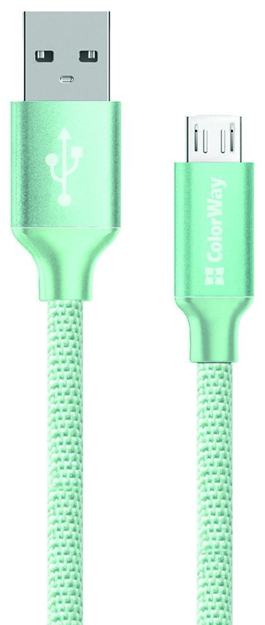 Кабель синхронизации данных Colorway USB-MicroUSB 1m Mint (CW-CBUM002-MT) - Фото 1