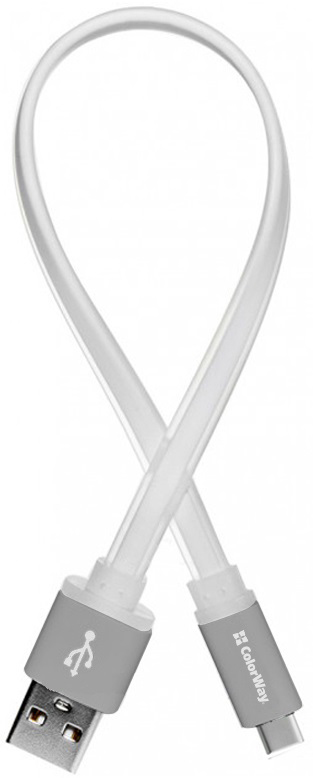 Кабель синхронизации данных Colorway USB-USB Type-C 0.25m White (CW-CBUC001-WH) - Фото 1