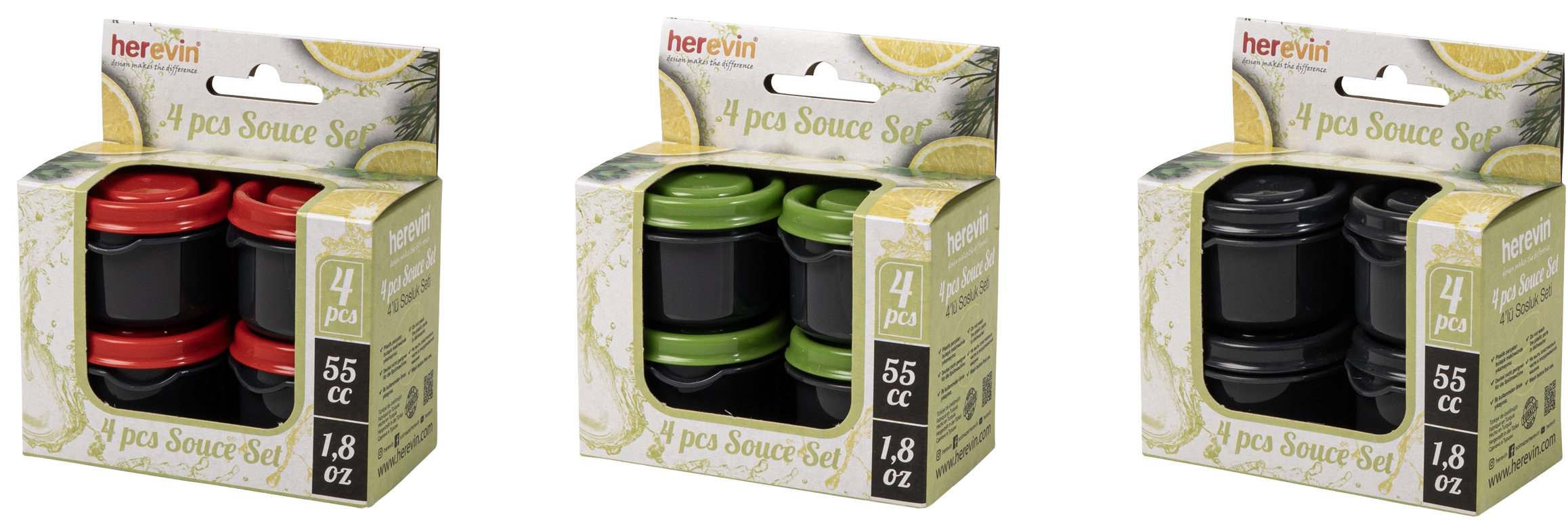 Набор емкостей для хранения Herevin 2024 Colours для соусов 4 шт. Grey 0.05 л в ассортименте (162503-000) - Фото 1
