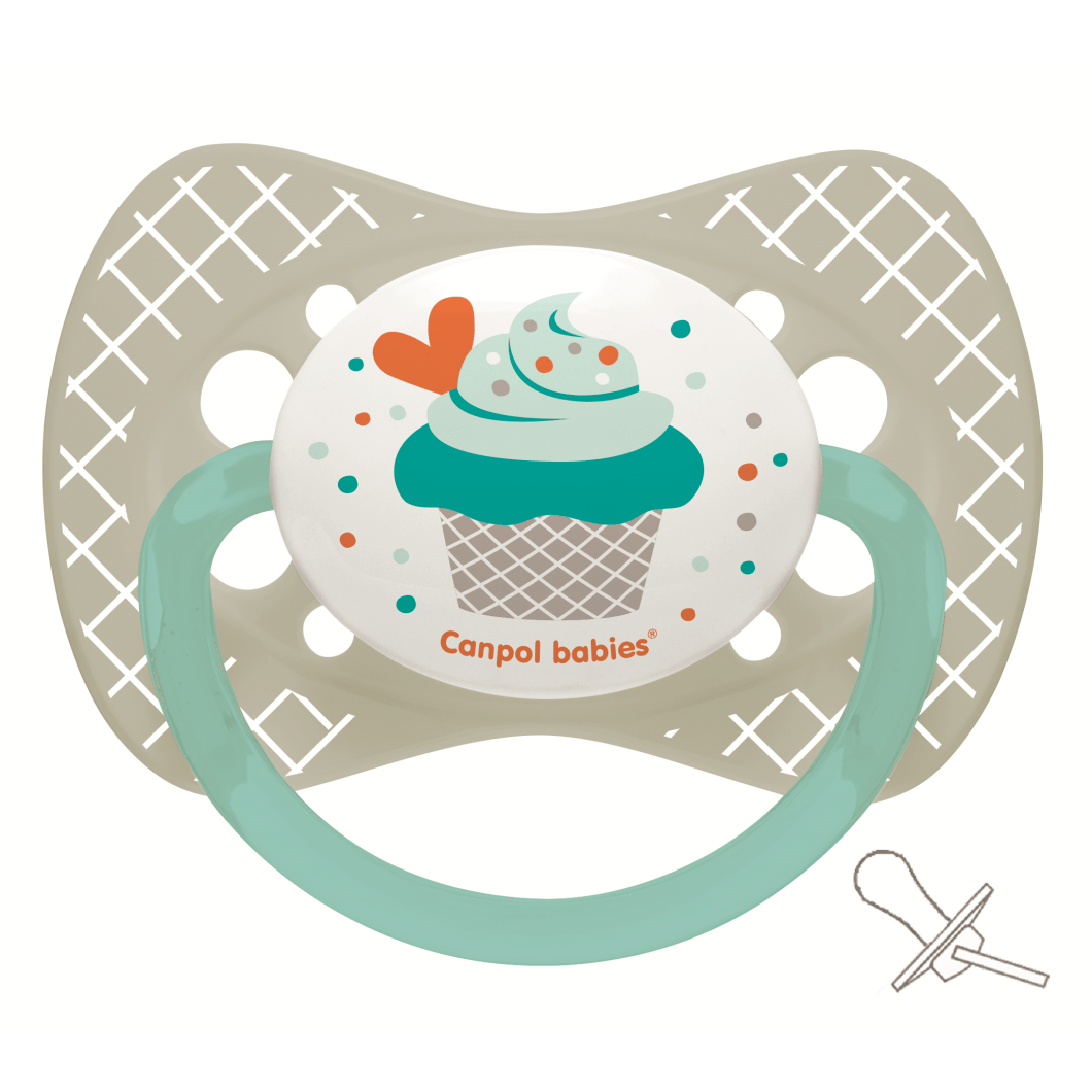 Симетрична пустушка Canpol babies 0-6 міс Cupcake сіра (23/282_grey) - Фото 1