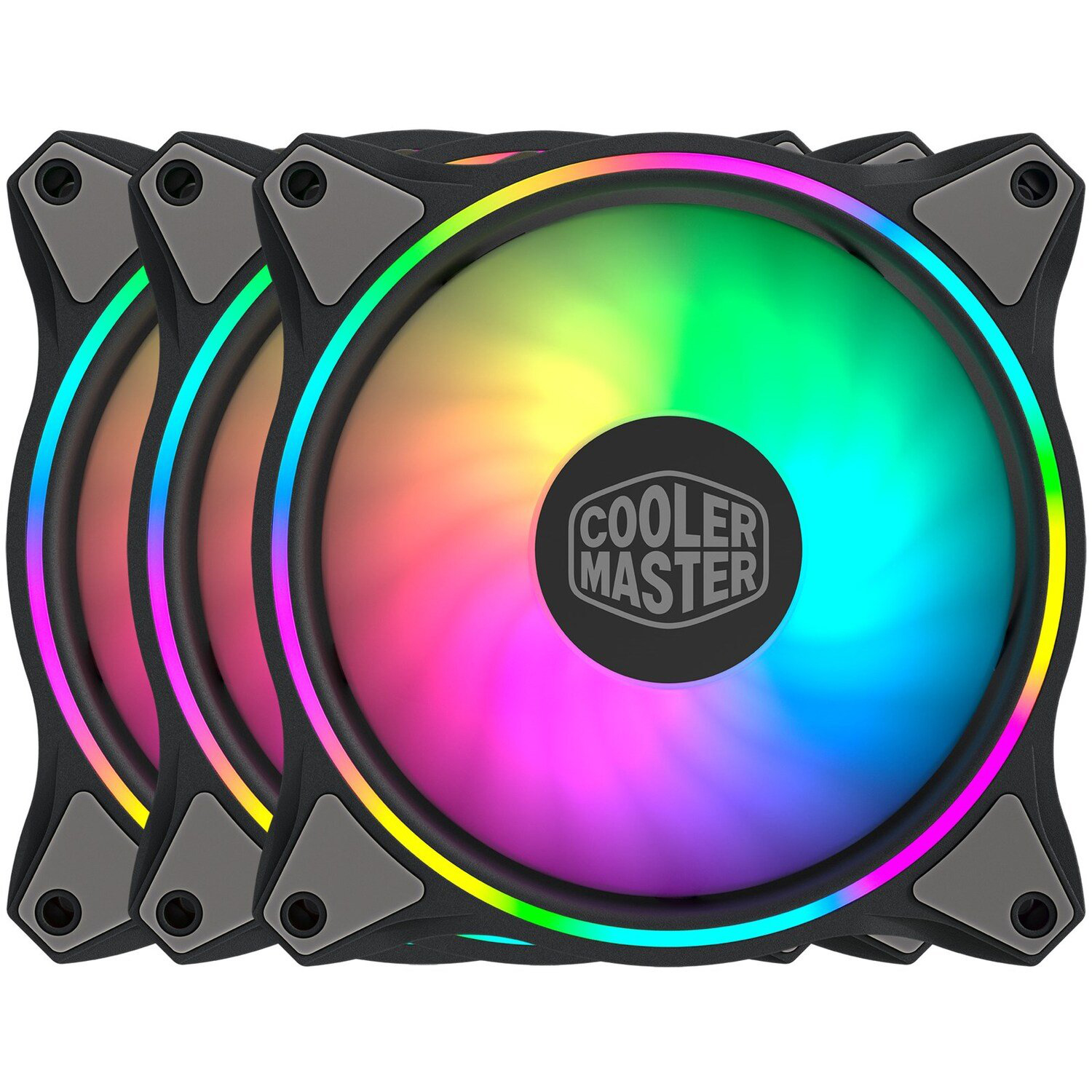 Корпусный вентилятор Cooler Master набор MasterFan MF120 Halo 3in1 ARGB Sync+Wired ARGB Controller (MFL-B2DN-183PA-R1) - Фото 1