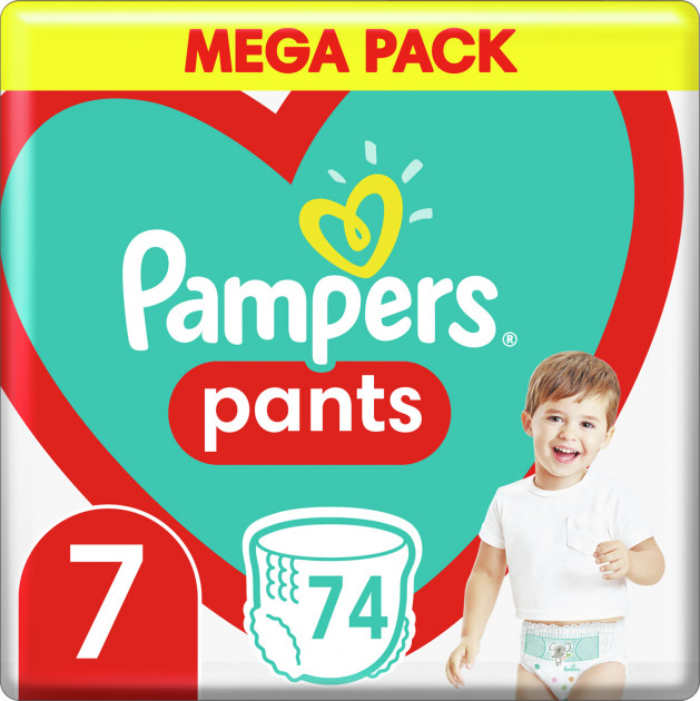 Одноразовые подгузники-трусики Pampers Pants Giant Plus Размер 7 (17+ кг), 74 шт. (740967) - Фото 1