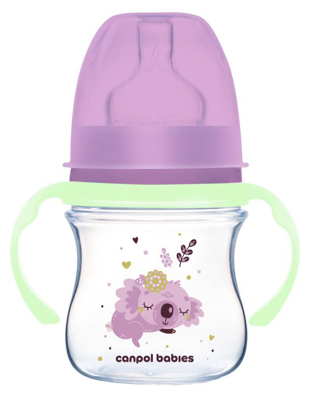 Пляшка для годування Canpol babies з широким отвором антиколікова Easystart Sleepy Koala 120 мл рожева (35/236_pin) - Фото 1