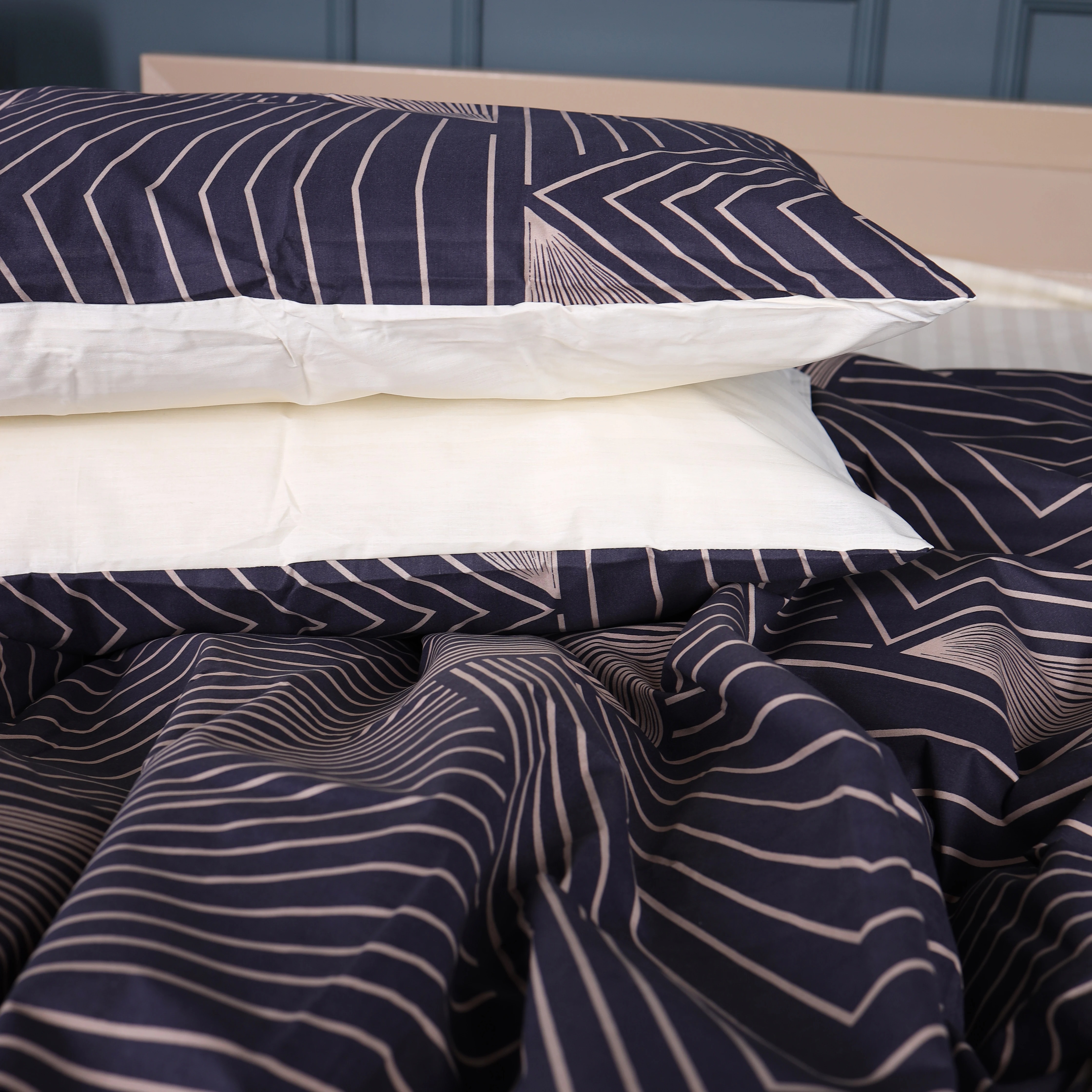 Наволочка MirSon 17-0721 Cream and Grey Stripes Ranforce Elite 70х70 см (2200010686791) - Фото 1
