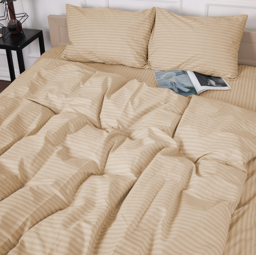 Комплект постільної білизни MirSon 160 x 220 17-0602 Stripe Creamy Бязь (2200008050153) - Фото 1