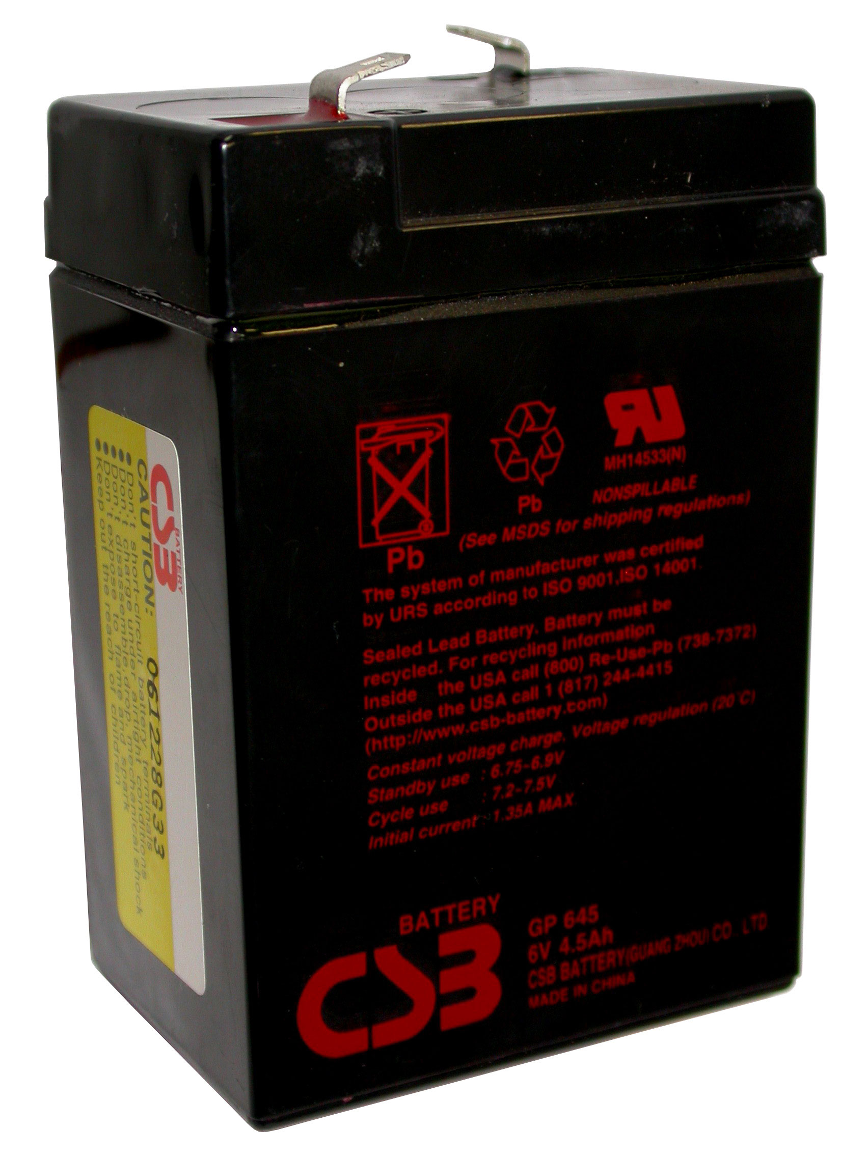 Аккумулятор для ИБП CSB 6V 4.5AH (GP645) AGM F2 - Фото 1