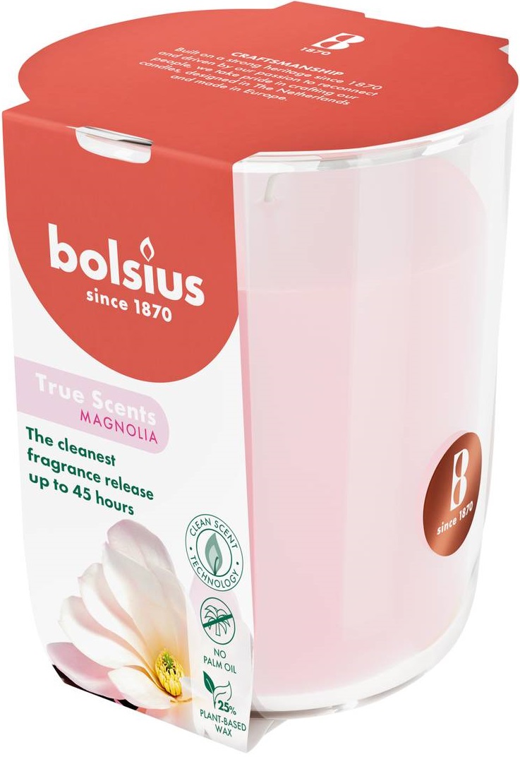 Свеча стекло Bolsius TRUE SCENTS 97/85 Магнолия (940304) - Фото 1
