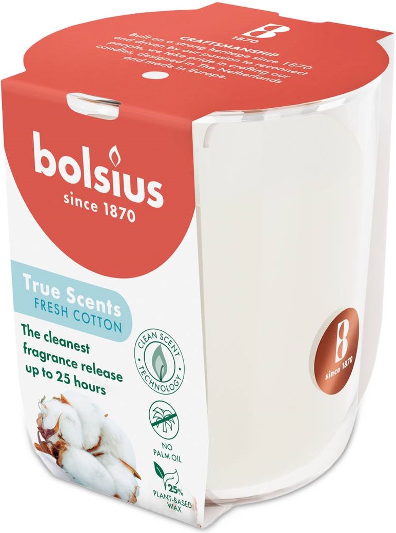 Свічка скло Bolsius TRUE SCENTS 80/73 Бавовна (930371) - Фото 1
