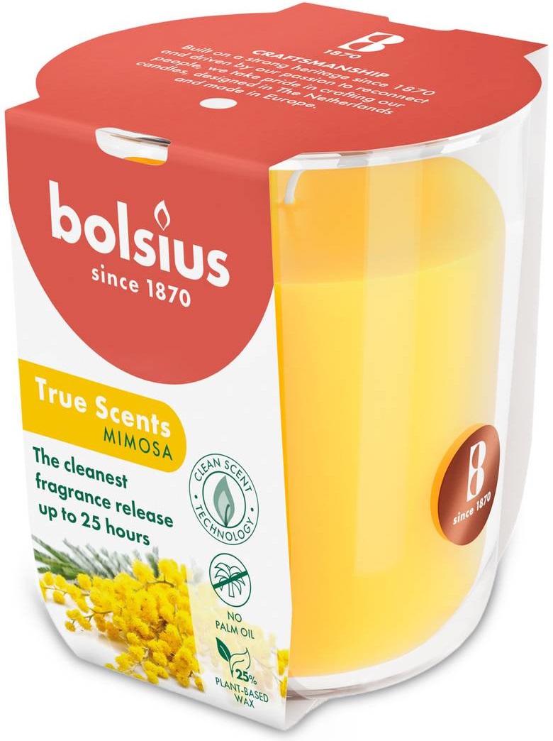 Свічка скло Bolsius TRUE SCENTS 80/73 Мімоза (930356) - Фото 1
