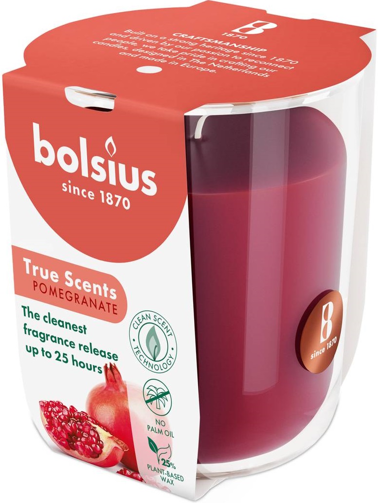 Свічка скло Bolsius TRUE SCENTS 80/73 Гранат (930315) - Фото 1