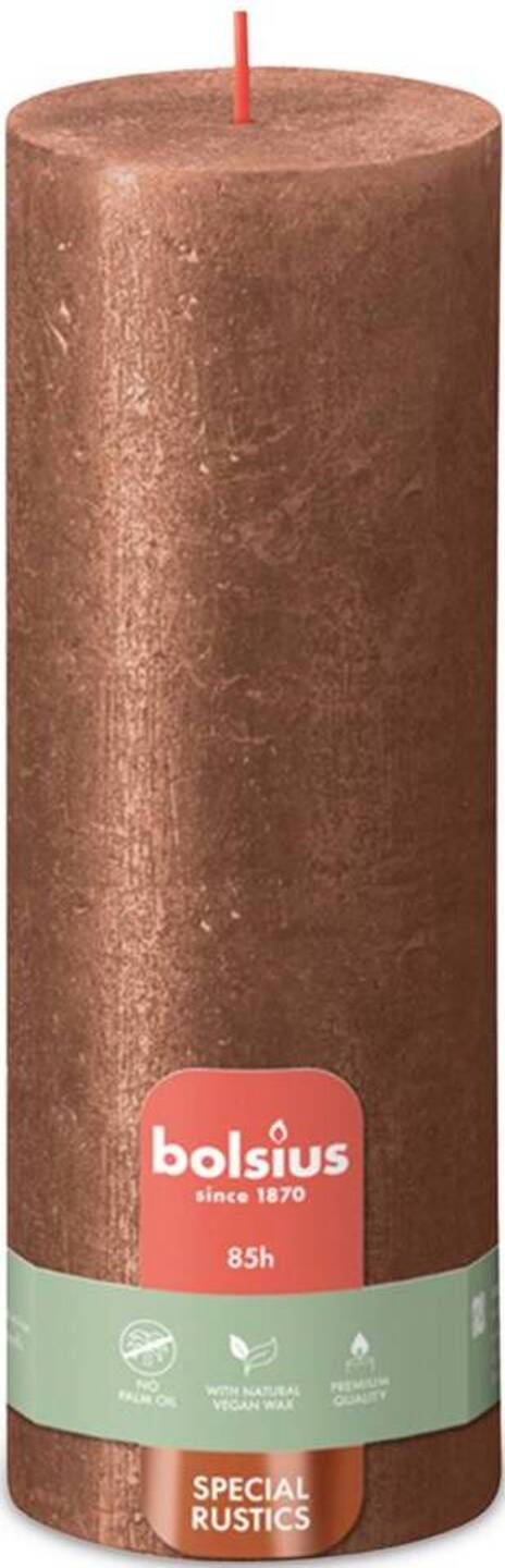 Свічка декоративна Bolsius SHIMMER 190/68 мідь (656880) - Фото 1