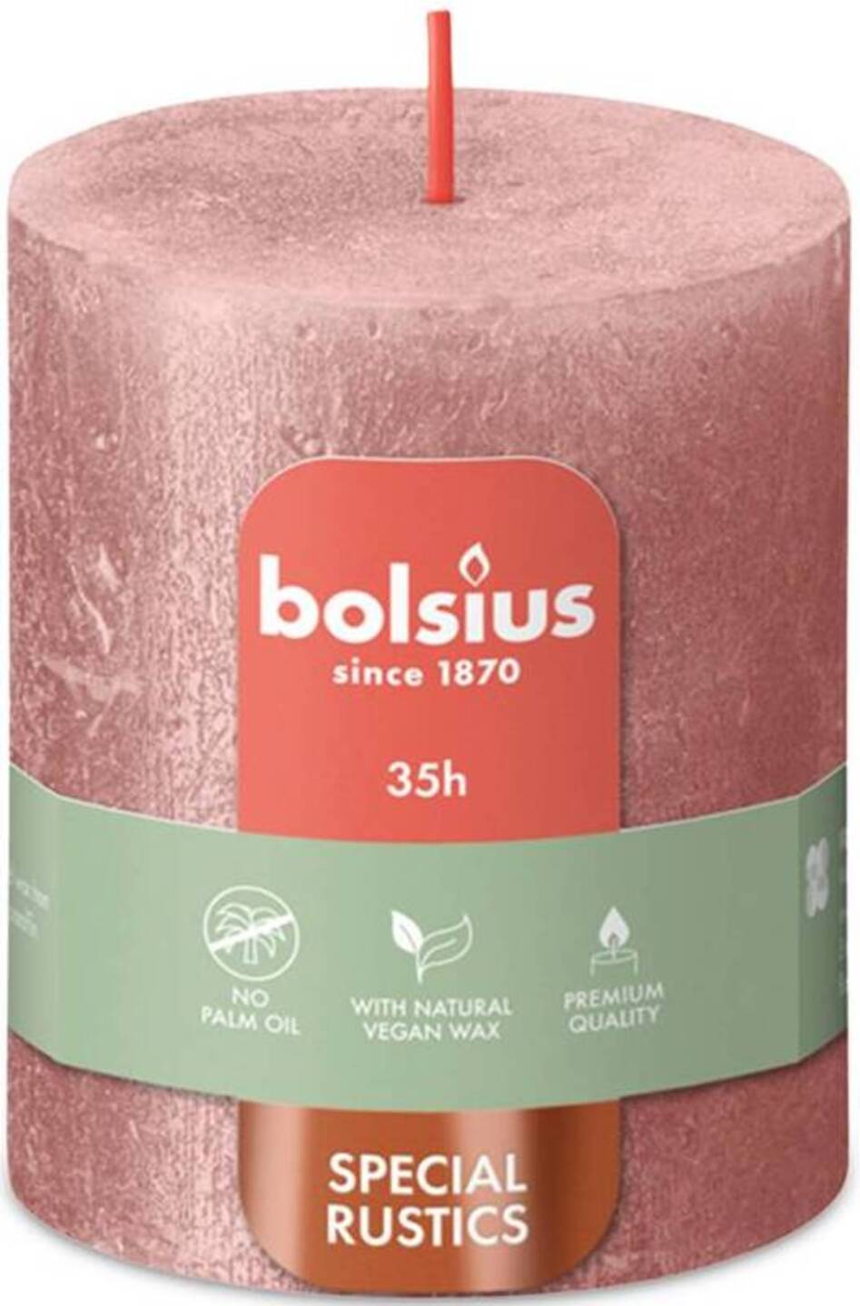 Свічка декоративна Bolsius SHIMMER 80/68 рожева (637050) - Фото 1