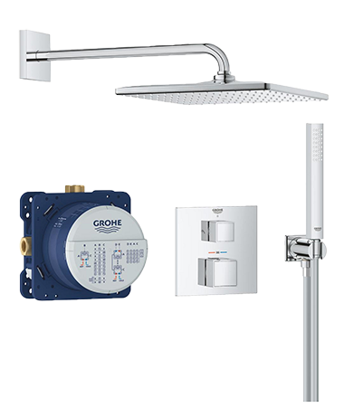 Купить Смеситель для ванной Grohe QuickFix Precision Cube с Vitalio Rain Mono 310 Cube хром (34879000) - Фото 1 Смеситель для ванной Grohe QuickFix Precision Cube с Vitalio Rain Mono 310 Cube хром (34879000) - Фото 1