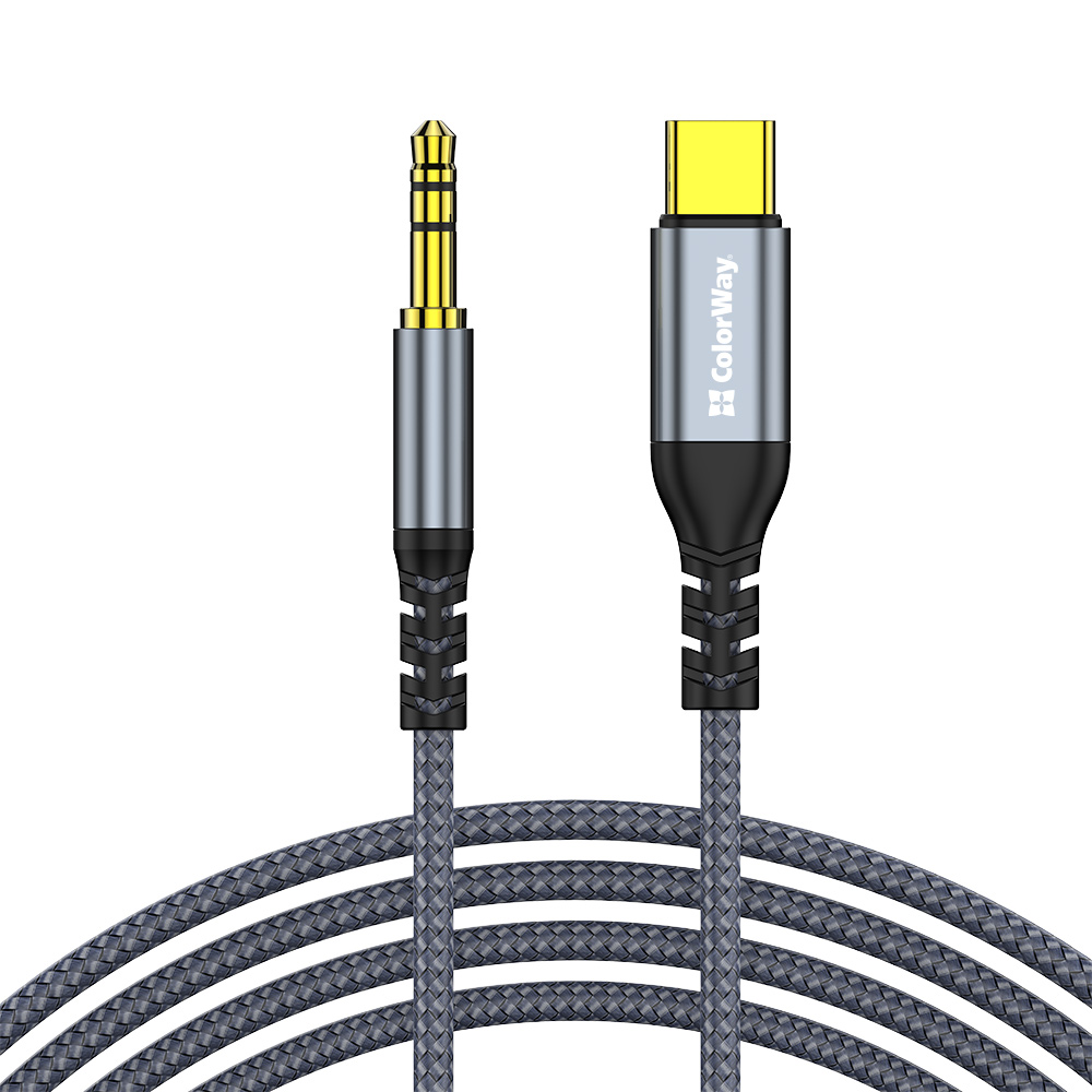 Переходник Colorway USB-C to 3.5 mm mini-Jack 1.2m (CW-CBPDJ071-G) - Фото 1
