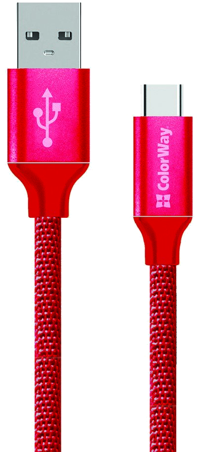 Кабель синхронізації даних Colorway USB-USB Type-C 1m Red (CW-CBUC003-RD) - Фото 1